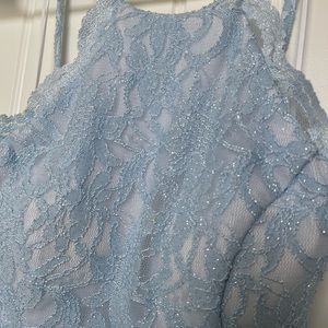 Sequin Lace Blue Gown Dress